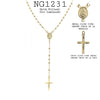 18K Gold-Filled Double Face Medal, Lady of Guadelupe Rosary Beads Cross Necklace