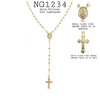 Virgin de Guadelupe Beaded Cross Pendant 18K Gold-Filled Religious Rosary Necklace