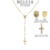Santa Maria Beaded Cross Pendant 18K Gold-Filled Religious Rosary Necklace