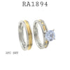 2 pc Solitaire Bridal Set Gold Silver Cubic Zirconia Stainless Steel Wedding Ring Set
