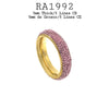 Stainless Steel Pink Crystal Pave Set All Around Wide Eternity Band Ring