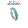 Stainless Steel Light Blue Crystal Pave Set All Around Wide Eternity Band Ring