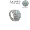 Luxurious Large Dome Cocktail Fashion Statement Stainless Steel Crystal Cocktail Ring