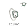Open Square Design Pave Set Green CZ Cocktail Fashion Ring