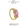 Sideways Big OVAL CZ Cocktail Statement Fashion Ring in Gold Plated Brass