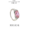 Sideways Big OVAL CZ Cocktail Statement Fashion Ring in Rhodium Plated Brass