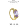 Sideways Big OVAL CZ Cocktail Statement Fashion Ring in Gold Plated Brass