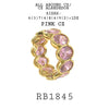 Large Eternity Oval Cut Pink CZ Ring in Brass, 6mm