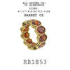 Large Eternity Oval Cut Red Garnet CZ Ring in Brass, 6mm