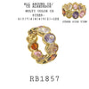 Large Eternity Oval Cut Multicolor CZ Ring in Brass, 6mm