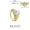 Puffy White Cubic Zirconia Cocktail Statement Fashion Ring in Brass