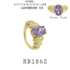 Lilac Puffy Cubic Zirconia Cocktail Statement Fashion Ring in Brass