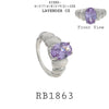 Lilac Puffy Cubic Zirconia Cocktail Statement Fashion Ring in Brass