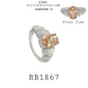 Peach Puffy Cubic Zirconia Cocktail Statement Fashion Ring in Brass