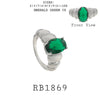 Green Puffy Cubic Zirconia Cocktail Statement Fashion Ring in Brass