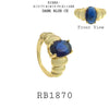 Sapphire Blue Puffy Cubic Zirconia Cocktail Statement Fashion Ring in Brass