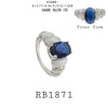 Sapphire Blue Puffy Cubic Zirconia Cocktail Statement Fashion Ring in Brass