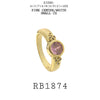 Pink CZ Round Bezel Set Solitaire Engagement Ring in Brass