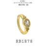 White CZ Oval Bezel Set Solitaire Engagement Ring in Brass