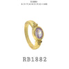 Light Purple CZ Oval Bezel Set Solitaire Engagement Ring in Brass