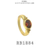 Red CZ Oval Bezel Set Solitaire Engagement Ring in Brass