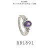 Purple CZ Oval Bezel Set Solitaire Engagement Ring in Brass