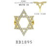 Large Open Star of David Magen David White CZ Cocktail Statement Fashion Ring in Brass