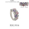 Multicolor Bubble Design Bezel Set CZ Cocktail Statement Fashion Ring in Brass