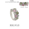 Multicolor Green/Pink Bubble Design Bezel Set CZ Cocktail Statement Fashion Ring in Brass