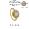 White Solitaire CZ Double Halo Cut CZ  Engagement Ring in Brass