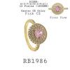 Pink Solitaire CZ Double Halo Cut CZ  Engagement Ring in Brass
