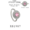 Pink Solitaire CZ Double Halo Cut CZ  Engagement Ring in Brass