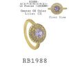 Light Purple Solitaire CZ Double Halo Cut CZ  Engagement Ring in Brass