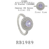 Light Purple Solitaire CZ Double Halo Cut CZ  Engagement Ring in Brass