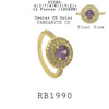 Purple Solitaire CZ Double Halo Cut CZ  Engagement Ring in Brass