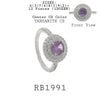Purple Solitaire CZ Double Halo Cut CZ  Engagement Ring in Brass