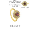Red Ruby CZ Double Halo Cut CZ  Engagement Ring