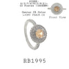Light Peach Solitaire CZ Double Halo Cut CZ  Engagement Ring in Brass