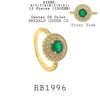 Green Emerald CZ Double Halo Cut CZ  Engagement Ring