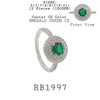 Green Emerald CZ Double Halo Cut CZ  Engagement Ring