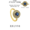 Blue Sapphire CZ Double Halo Cut CZ  Engagement Ring