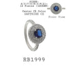 Blue Sapphire CZ Double Halo Cut CZ  Engagement Ring