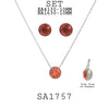 Round Solitaire Charm Pendant Earrings Necklace Set in Stainless Steel, 18" inch