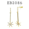 Cubic Zirconia Dangle Star Earrings in Brass