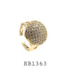 Cubic Zirconia Adjustable Dome Ring in Brass