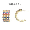 Multi Color Fashion Cubic Zirconia Hoops Brass Earrings