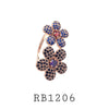 Cubic Zirconia Two Flower Fashion Ring in Brass