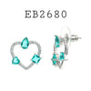 Cubic Zirconia Heart Studs Brass Earrings
