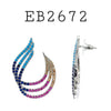 Cubic Zirconia Studs Multi Color Brass Earrings