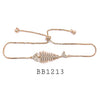 Cubic Zirconia Fish Lariat Bracelet in Brass